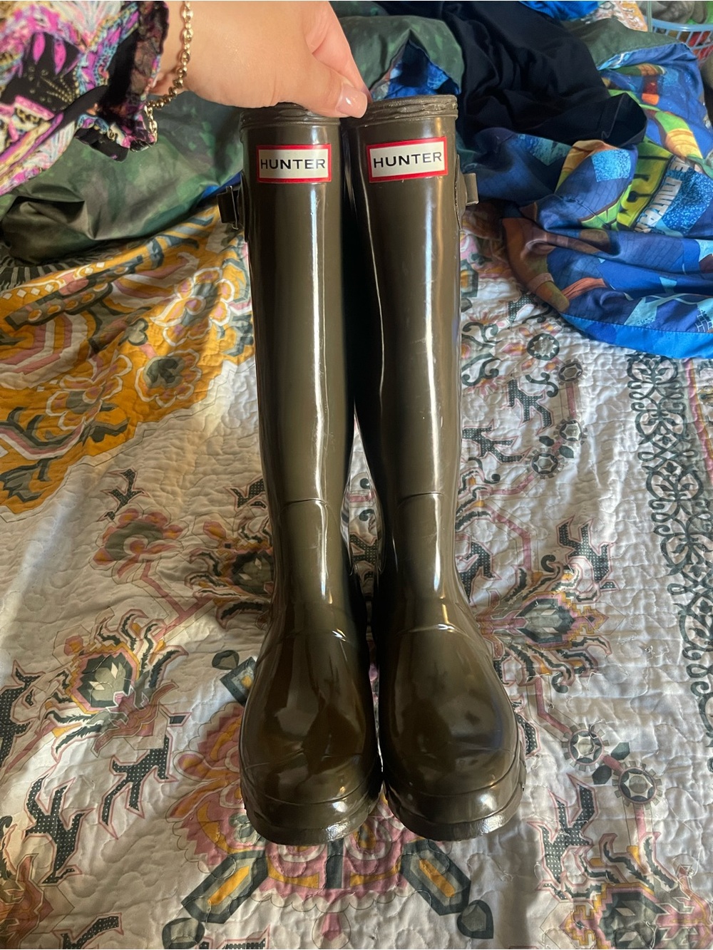 Hunter Tall Rain Boots Dark Olive Green